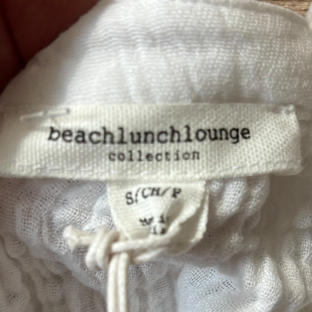 Beachlunchlounge Dessa White Cotton Gauze Eyelet Short Sleeve Top Cottagecore S - Picture 10 of 13